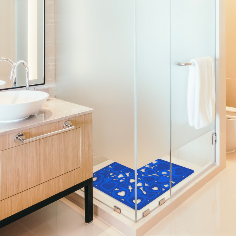 per drenaggio rapido Yisun tappetino antiscivolo per vasca da bagno e doccia colore blu grigio. tappetino per doccia con ventosa antimuffa 